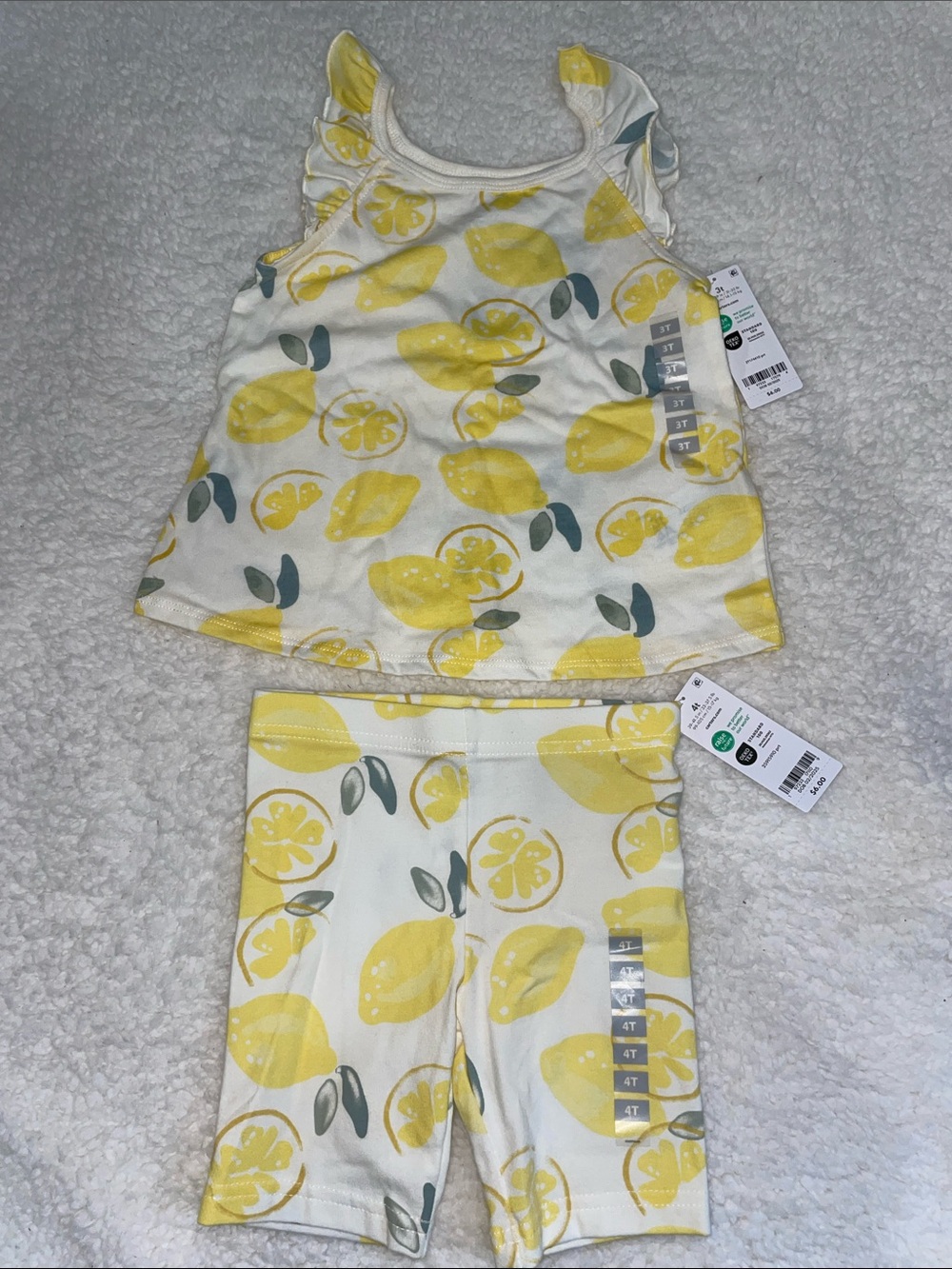 Carter's Lemon Print Tank & Bike Shorts Set - Yellow & Cream